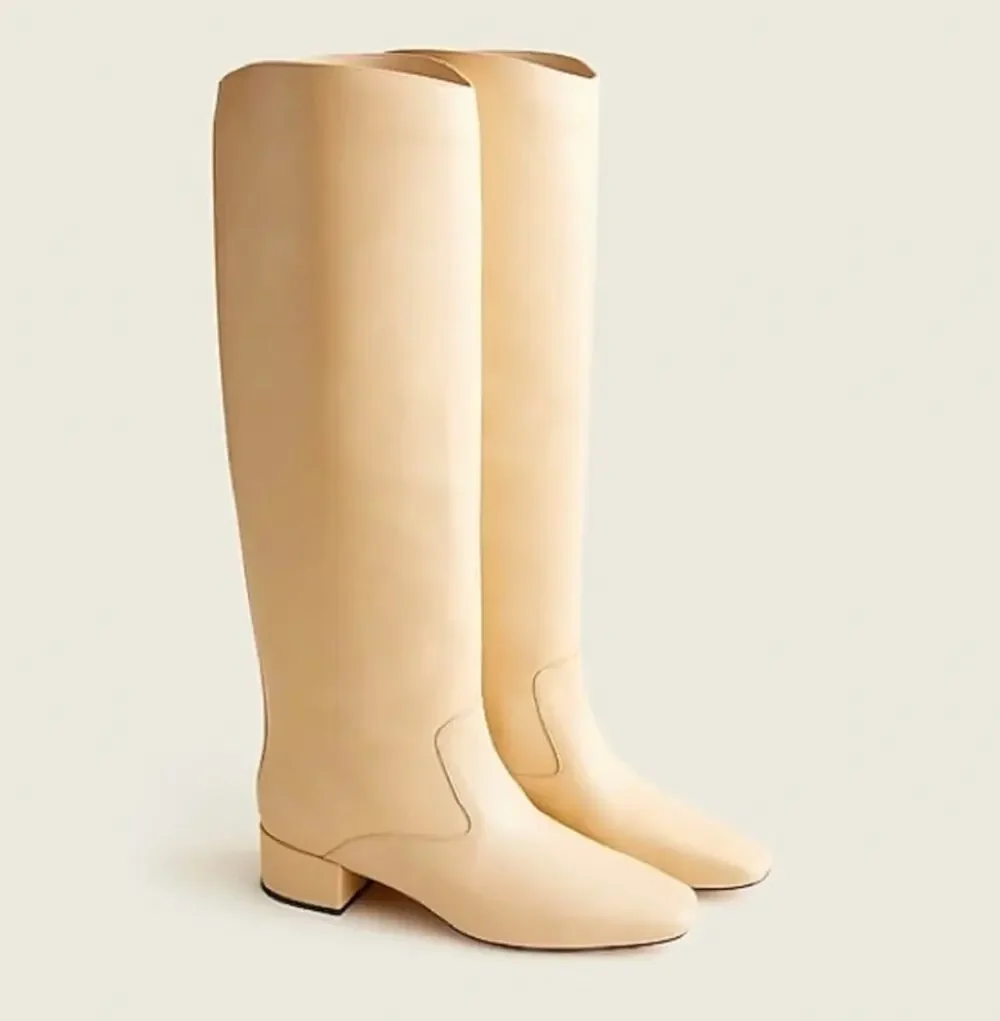 J Crew Roxie knee-high boots Leather Cream Size 6.5 BA 737